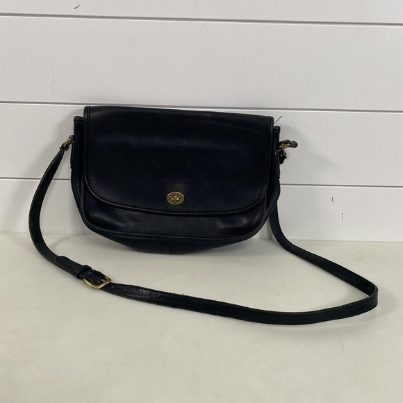Vintage Coach Leather Crossbody Bag Womens Black USA 1147-253 City Purse 90s - Picture 1 of 16